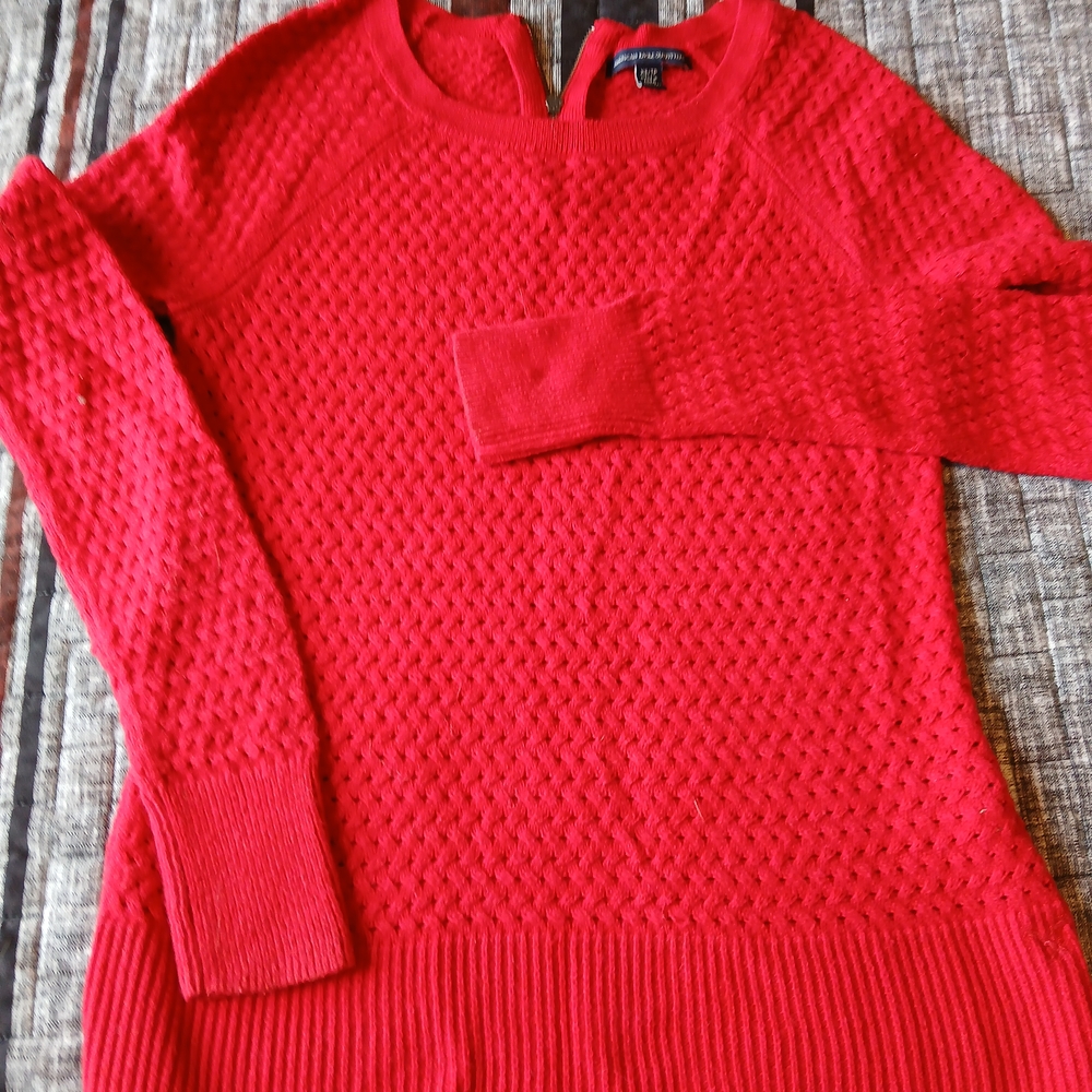 American Eagle Outfitters Vibrant Red Textured Sweater